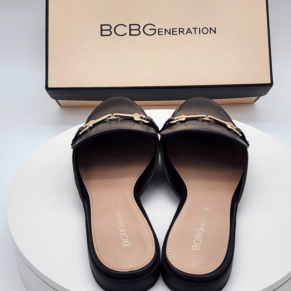 NEW BCBGeneration Zorie Black Mule Loafers Women's Size 6.5 M Slip-On Flats - Picture 3 of 8